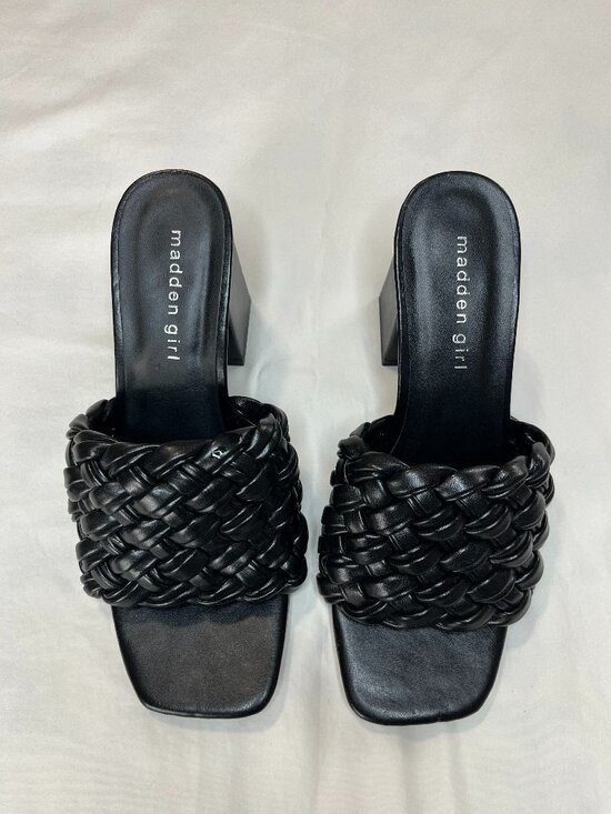 Madden Girl Shoes - Madden Girl Gretchen Black Braided Strap Y2K Heel Sandals